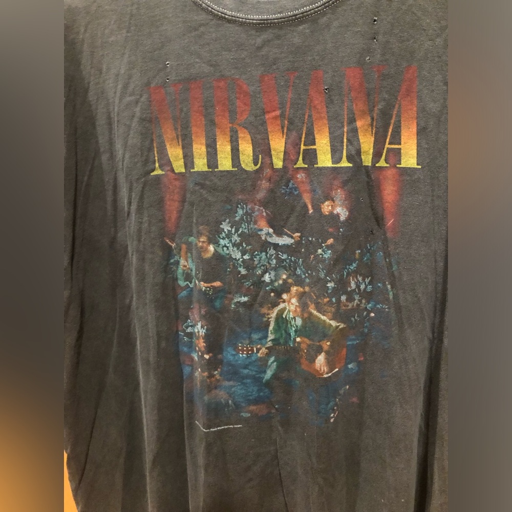 NWT NEW NIRVANA Unisex Long Shirt, Intentional Distressing
